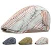 HT4679 Men Women Berets Artist Painter Beret Hat New Striped Spring Summer Sun Hat Male Female Ivy Flat Cap Adjustable Beret Cap