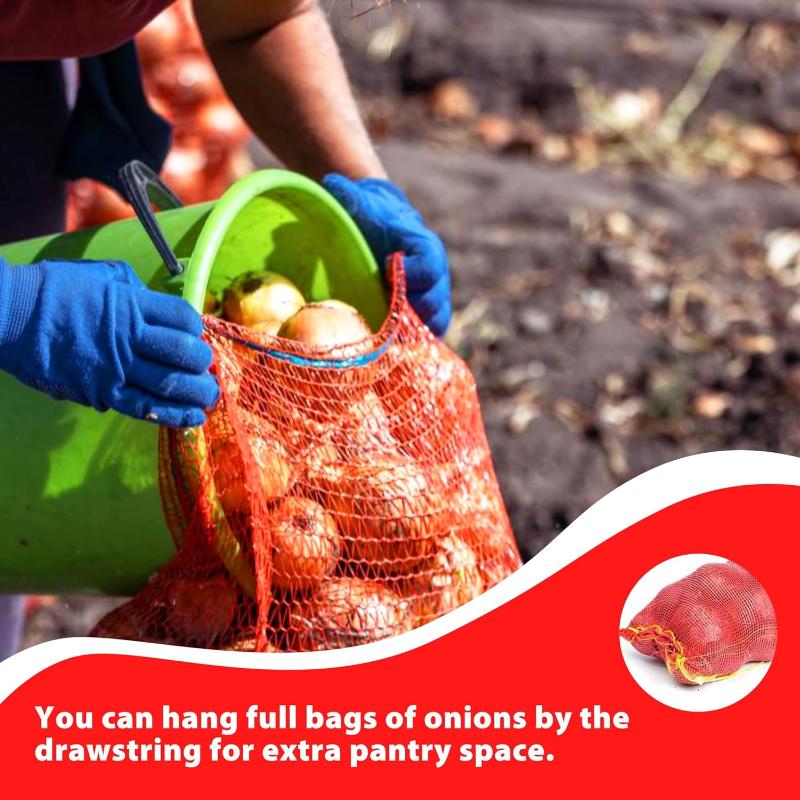 10Pcs Extra Large Reusable Mesh Produce Storage Bags Suitable For Onions Potatoes Vegetables And Firewood
