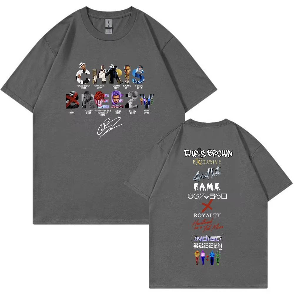 Rapper Chris Brown Breezy Tshirt 1111 Tour 2026 TShirt Men Women Harajuku ONeck Short Sleeve Top Fans Gift Streetwear