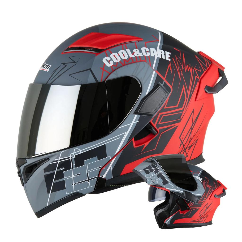 Motorcycle Helmet Unisex Full Face Street Bike Helmet All Season Large Tail Wing Motorcycle Protective Gear