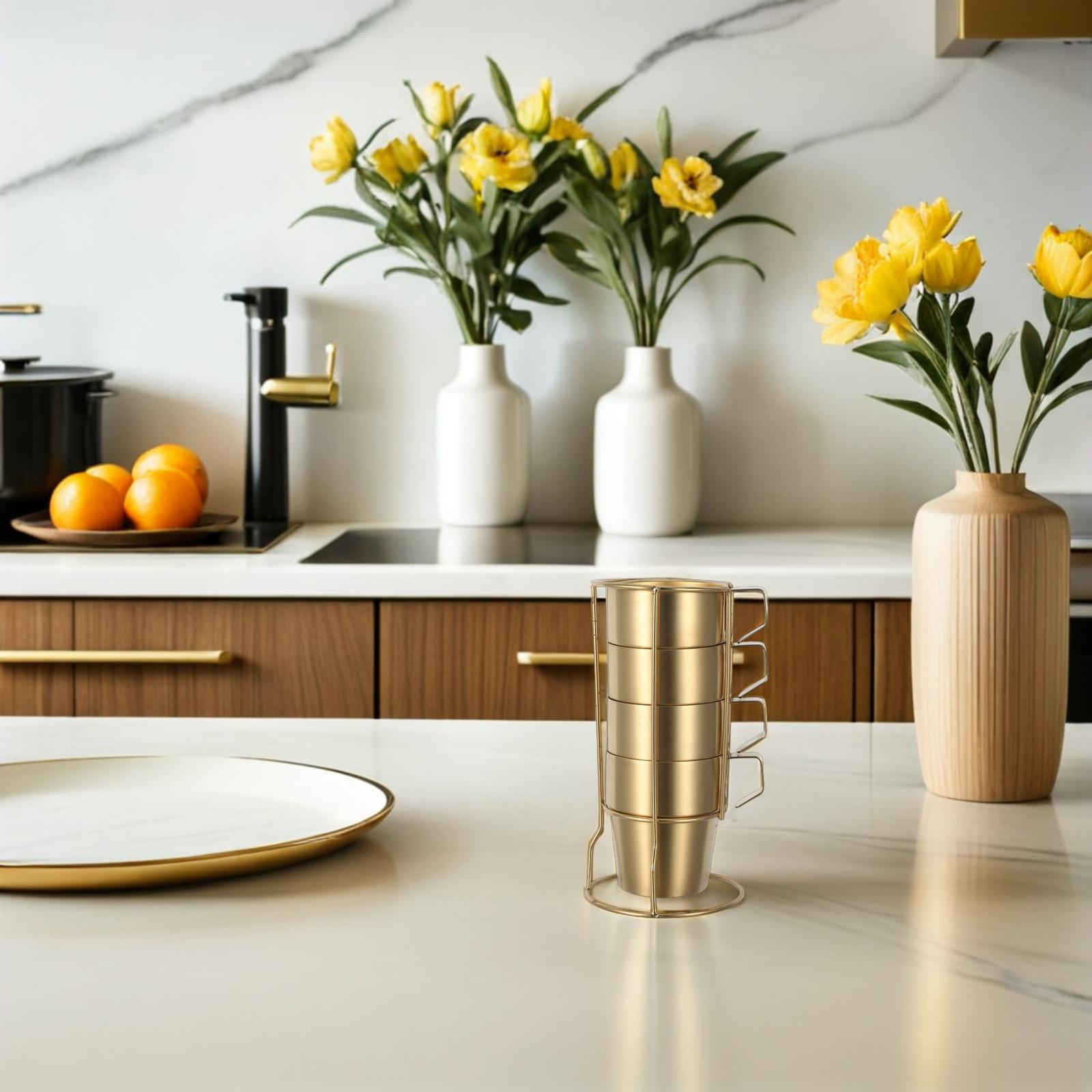 

300Ml Stainless Steel Double Wall Coffee Mugs Stackable Insulated Latte Cups For Kids Tea Cappuccino Camping Mug Handle Rack other