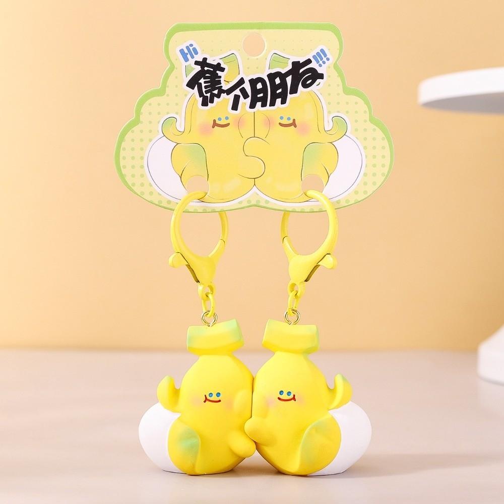 Magnetic Cat Figurine Keychain Capybara Couple Pendants Car Key Accessories