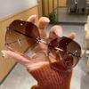 Fashionable Irregular Sliced Borderless Sunglasses for Women Gradual UV Protection Sunglasses