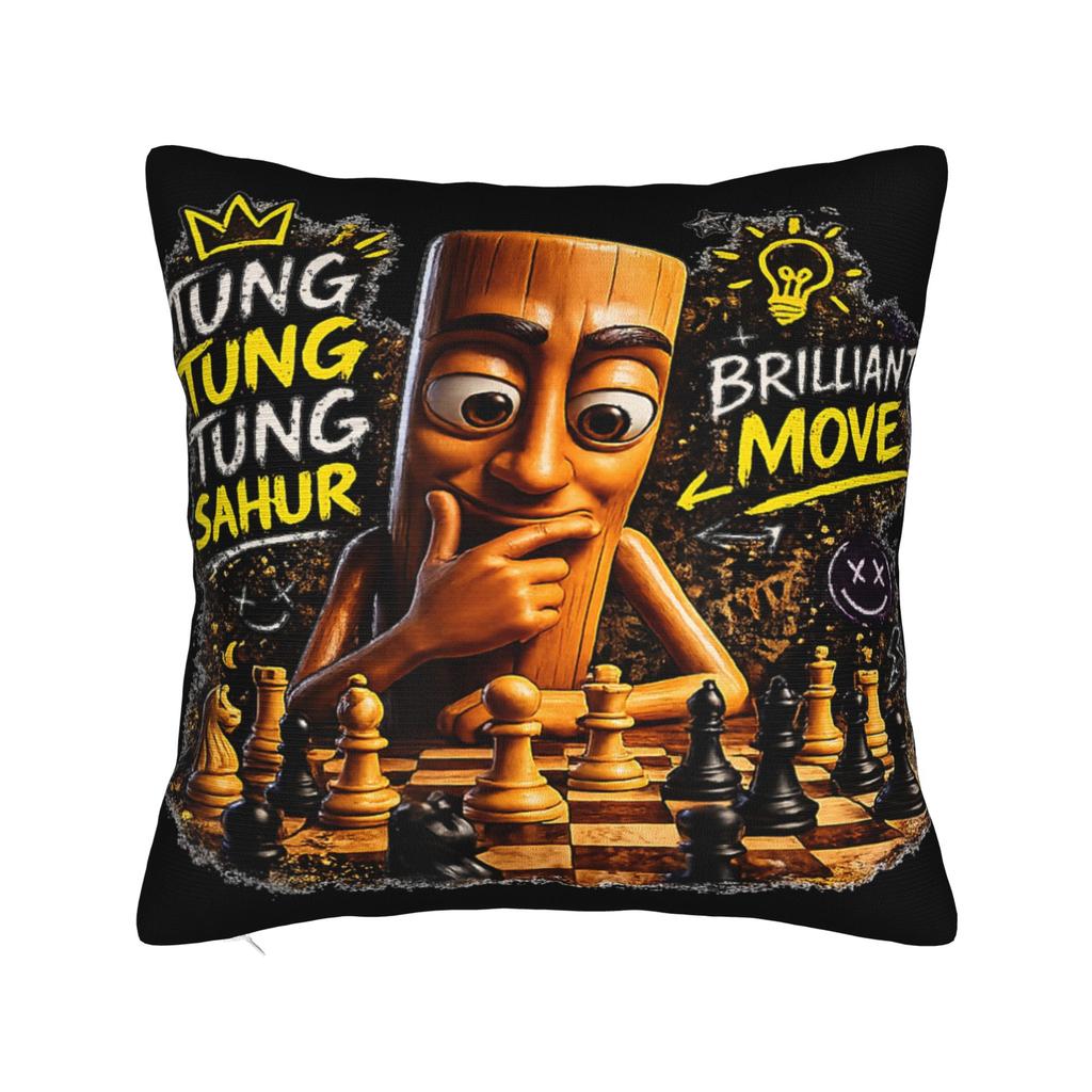 Pillow Cover Tung Tung Tung Sahur Bootleg Brainrot Italian Brainrot Meme Trendy Pillow Case For Living Room Chair Pillowcases
