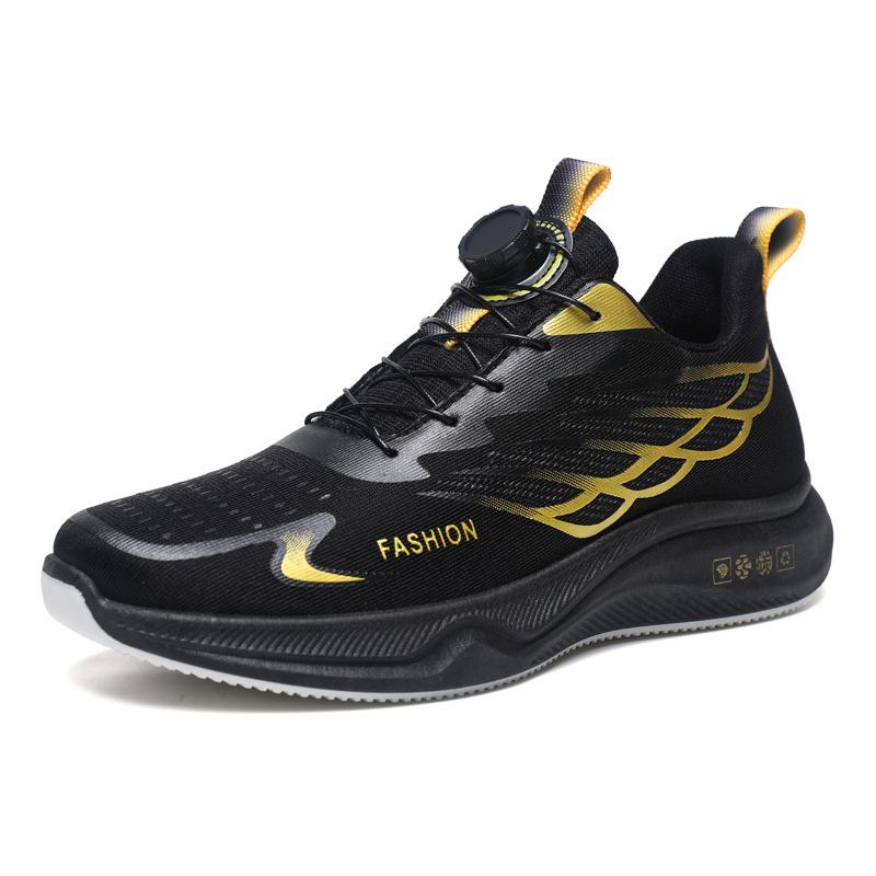 

2024 new spring and summer rotating buckle casual sports men s shoes heightening breathable mesh running shoes 44 чорний
