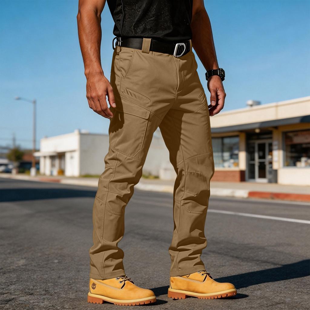 Men's Multi-pocket Tear-resistant Fabric Work Pants For Outdoor Hiking And Casual Wear. (Without Waistband)