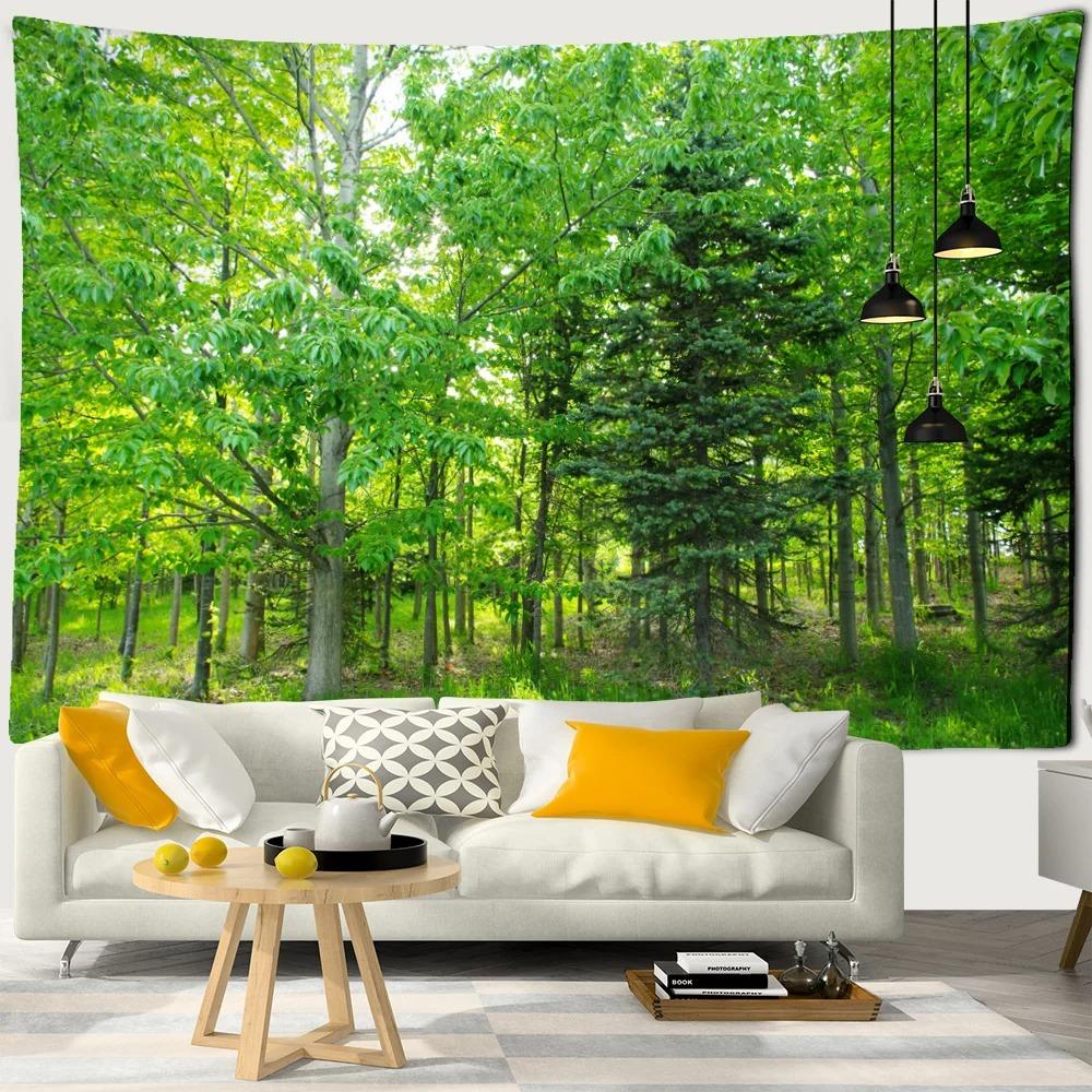 Sea Moon Cherry Blossom Forest Trail Wall Hanging Tapestry Home Decoration Living Room Bedroom Wall Background Hanging Cloth
