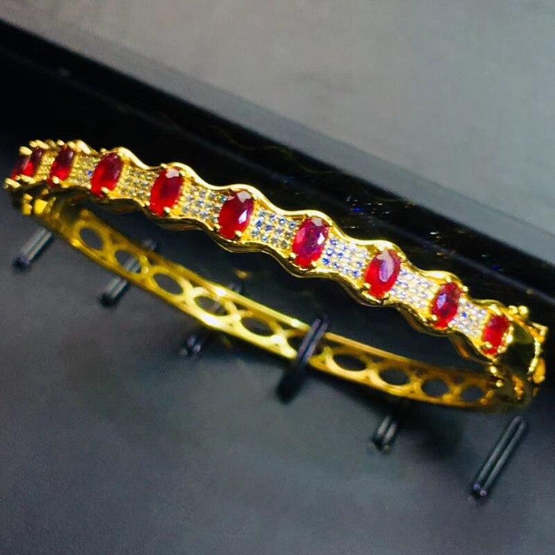 

Браслет из натурального красного рубина, серебро 925 пробы, 3 * 5 мм, 0,35 карата * 11 шт., драгоценный камень для мужчин или женщин, ювелирные украшения J222235