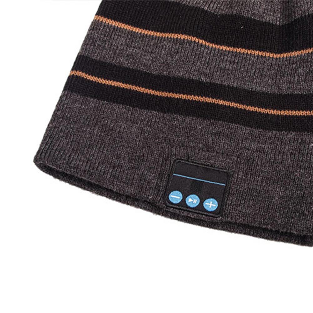 Adult Unisex Hat Wireless Bluetooth Headset for Phone and Music Warm Striped Knitwear Beanie