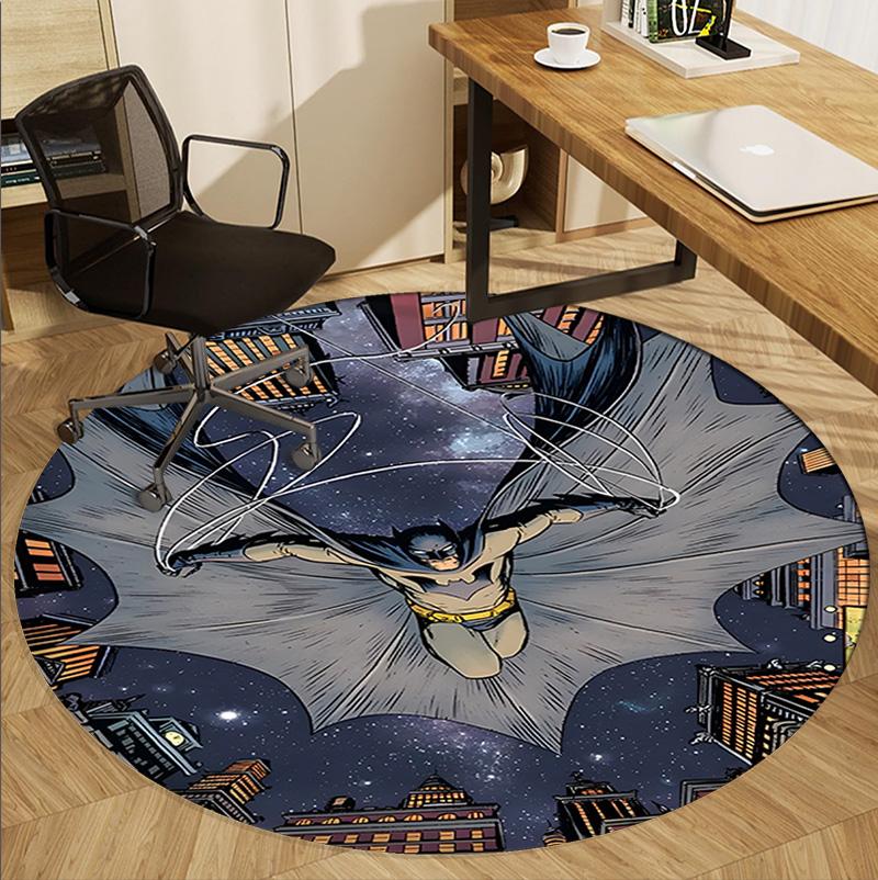 Batman Pattern Round Rug, Indoor/Outdoor Mat, for Picnic, Gameroom, Bedroom, Office, Living Room, Home Decor Carpet, Birthday Gift