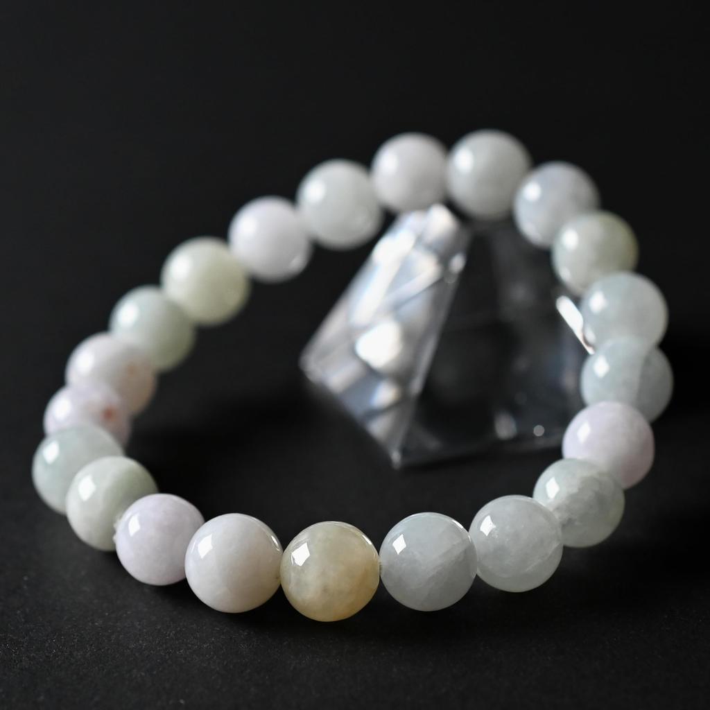 Eigado Genuine Jadeite Bracelet with Beads and 16cm Inner Natural Stone Power for Men and Prayer Good Luck Feng Shui 9.5mm Diameter, Stone, Women,
