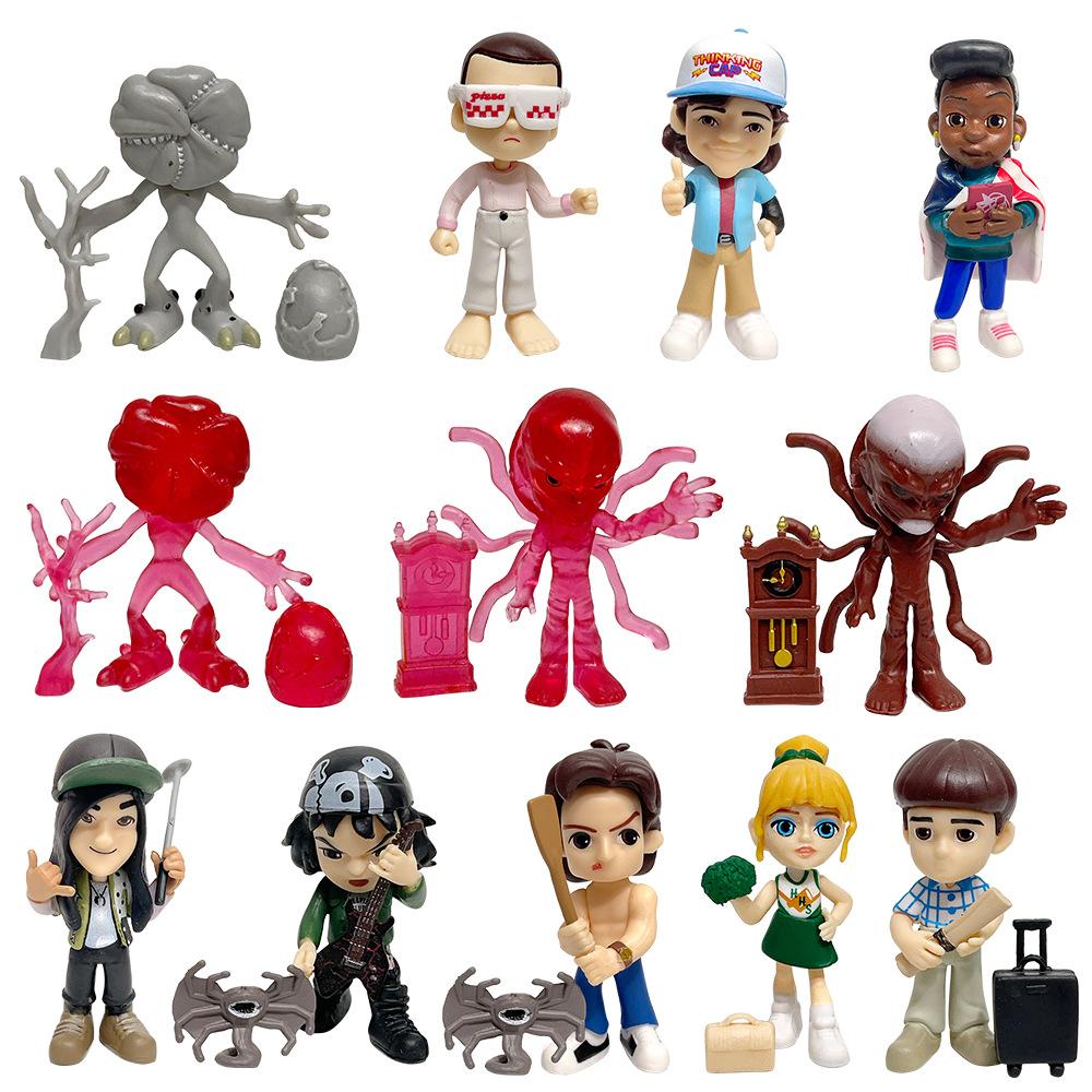 12Pcs/Set Anime Strangers Things Figure Toy Eleven Dustin Barb Steve Demogorgon Figurine Ornament Desktop Decoration Fans Gift