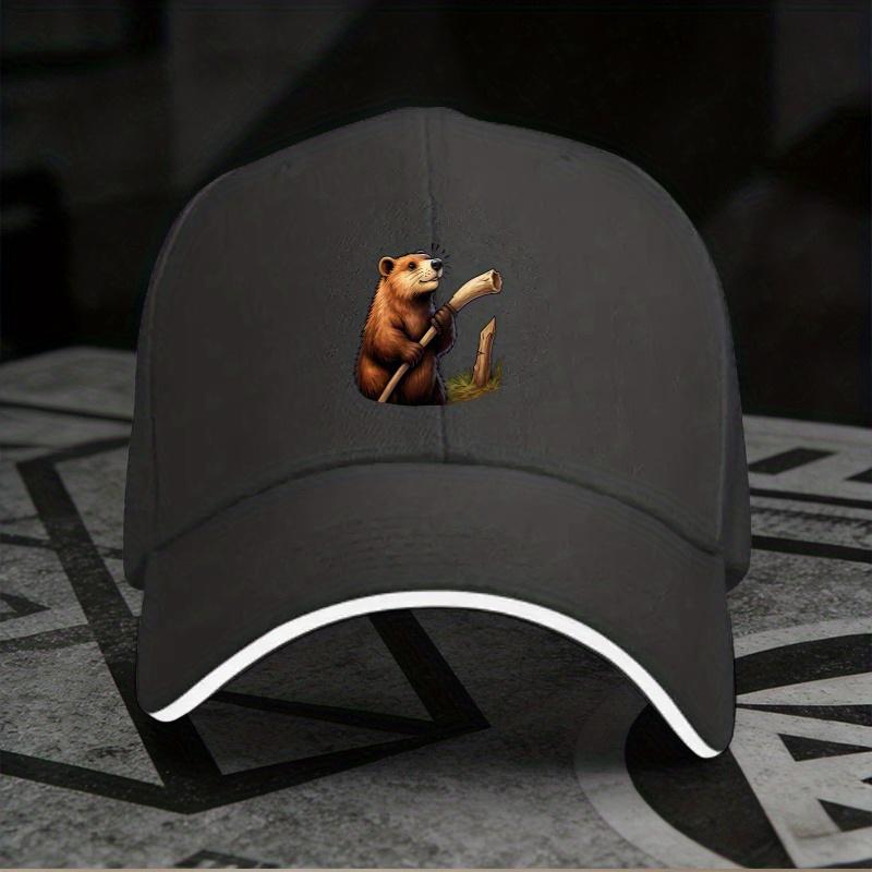 New A Versatile Sandwich Baseball Cap Featuring a "Bear Blowing a Horn" Design, Lightweight Printed Craft Women'S Hat, And a Tre