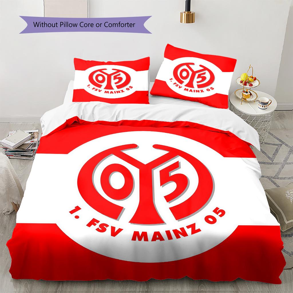 FSV Mainz 05 Pattern Bedding Quilt Set Home Decoration Gift (1 * duvet cover + 2 * pillowcase without core)
