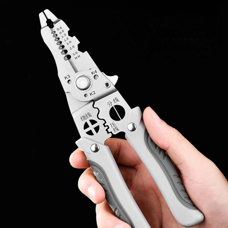 Multi-functional Decrustation Pliers Wire Stripping Core Electrician Pliers Long Nose Pliers Cable Cutter Terminal Crimping Tool