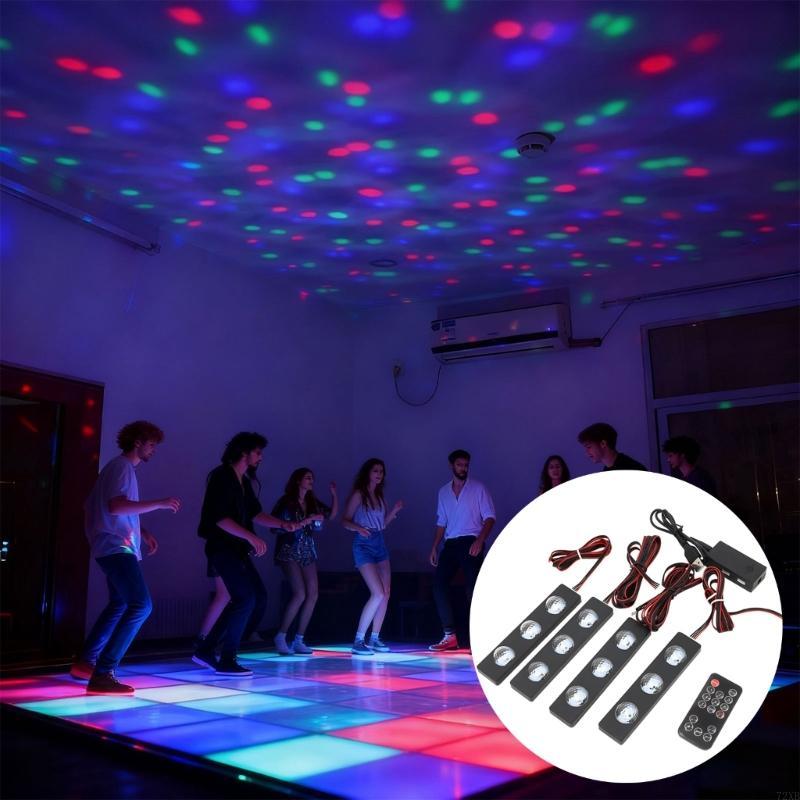 Pack of 4 Energy Saving LED Lights for Automobiles Sound Activated Color Modes Universal Fit Simple Attachment 72XB