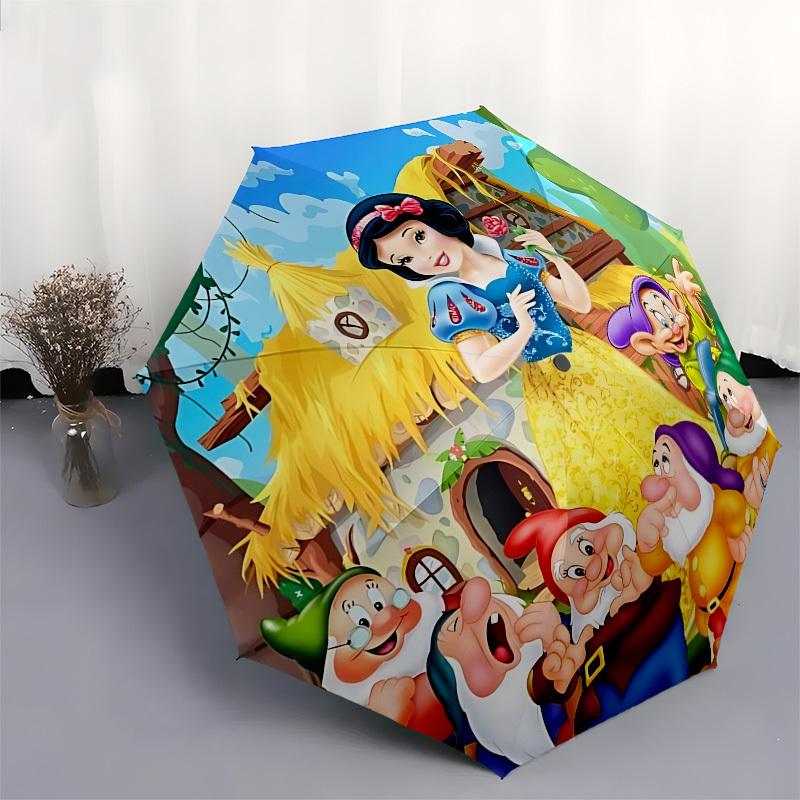 Snow White, Dwarfs Themed Automatic Opening and Closing Umbrella, Brightly Colored 8-rib Portable Umbrella, Suitable for Men and Women
