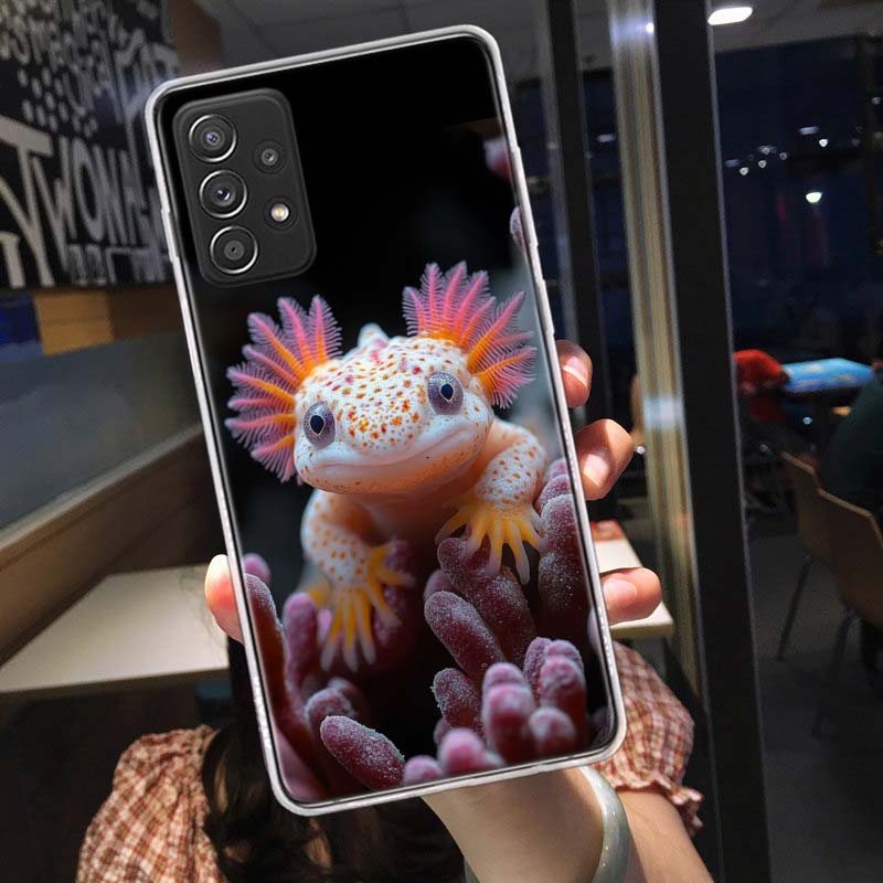 Smiling Salamander Phone Case for Samsung A54 A57 A37 A17 A14 A15 A12 A24 A34 A55 A35 A25 A52S A07 A05S A04S A22 A32 A72 Galaxy