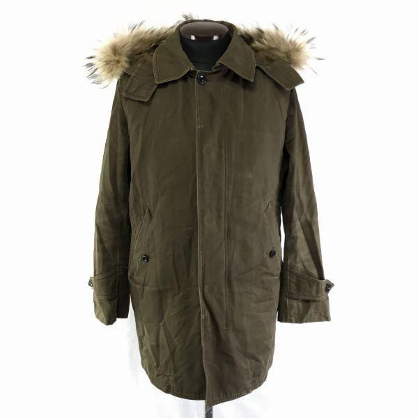 United Arrows Detachable Fur Hood Cotton Long Jacket Men S Khaki Both Side Pockets United Arrows