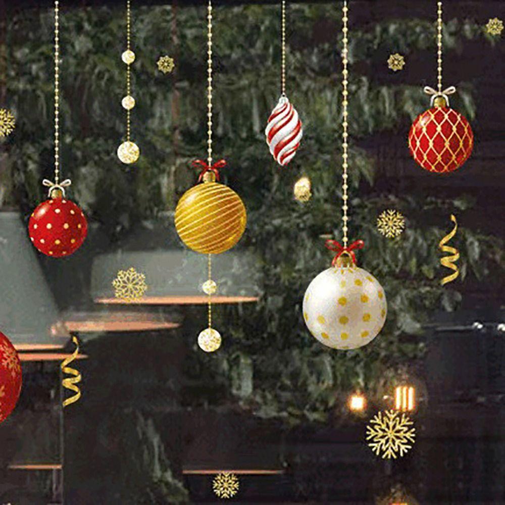 Waterproof Christmas Window Sticker Christmas Balls Holiday Window Decor  Glass Doors