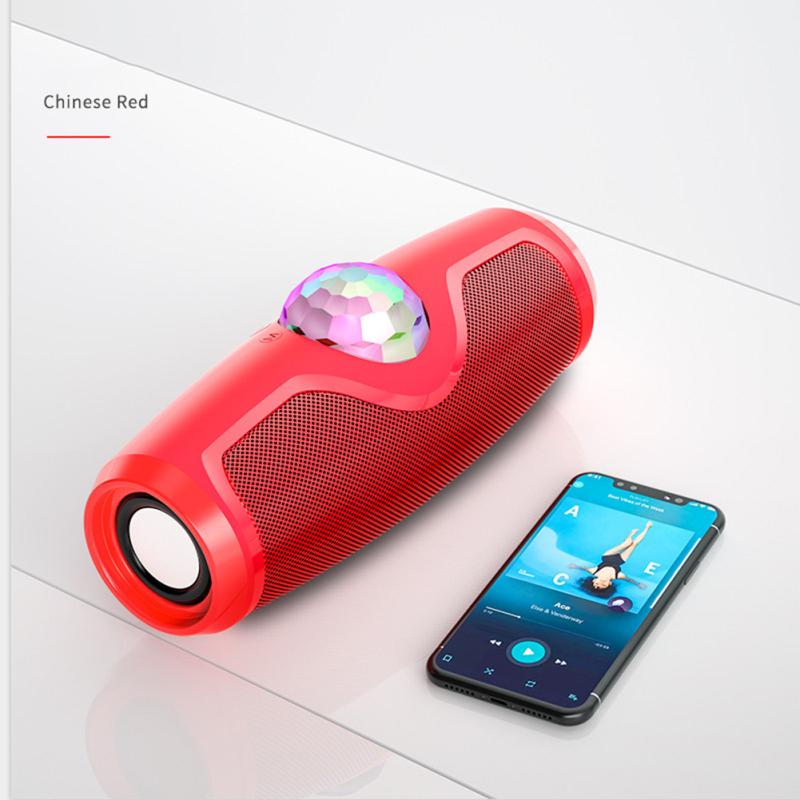 

Светодиодный портативный Bluetooth-динамик, FM-радио, беспроводной сабвуфер, уличные колонки, музыкальный бумбокс красный