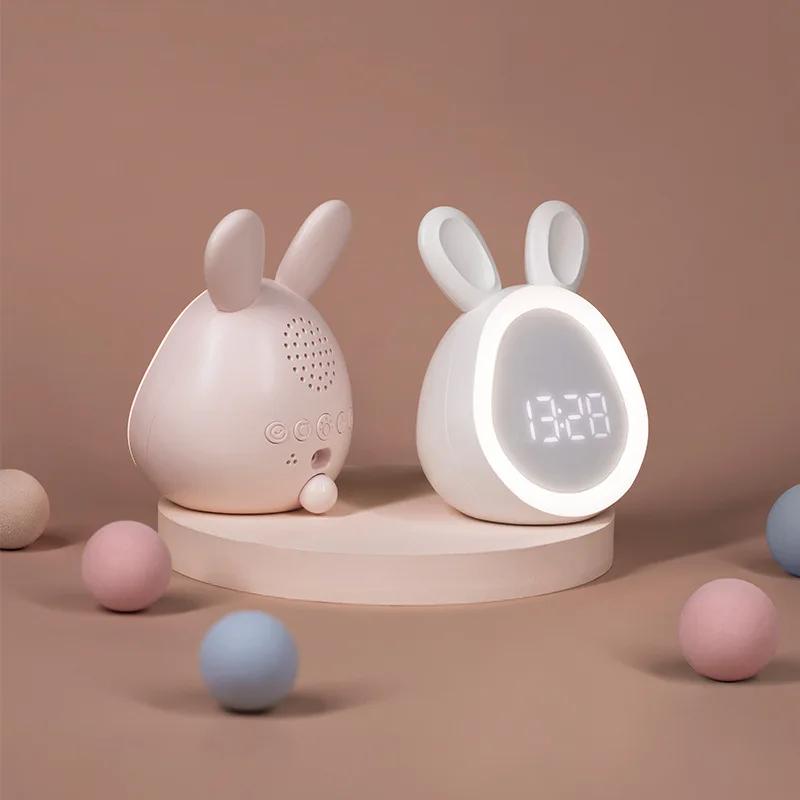Kids Rabbit Alarm Clock With Night Light Stepless Dimming Led Digital Alarm Clock For Boys Girls Home Garden Clock Decororation