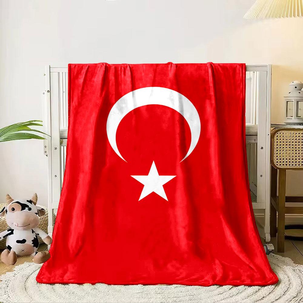 Türkische Flagge Design Decke für alle Jahreszeiten Decke Mittagspause Überwurf Geschenk