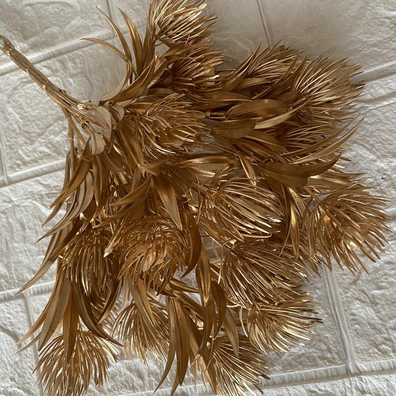 Artificial Golden Eucalyptus Hydrangea Fan Leaf Fake Flower Wedding Photography Home Hotel Ginkgo Leaves Plant Accessories Decor