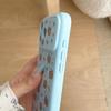 Blue Leopard Print Cat Case for iPhone 17 Pro Max/16 Pro/15 - Cartoon Cover for Women