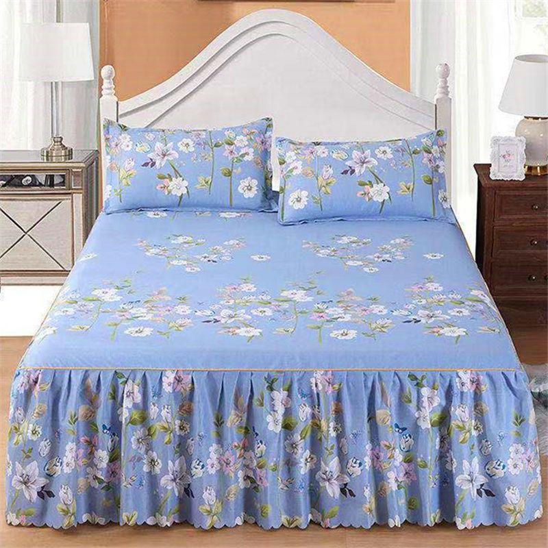 Schlafzimmer Haushalt einteiliger Schleifbettrock Einfarbige hautfreundliche Tagesdecke Bettdecke Schlafzimmer Studentenwohnheim Bettwäsche