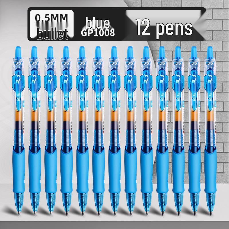 GP1008 Press-Type Gel Pen, Water-Based Ink for Students' Exams, Blue/Black/Red, Ideal for Teachers