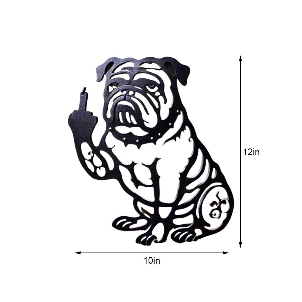 Funny Bulldog Metal Garden Decor Creative Animal Art Silhouette Ornament Yard Stakes Decoration For Flower Bed and Patio