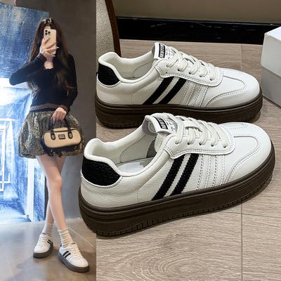2025 Autumn New Casual Moral Training Shoes Color Matching Striped Breathable Versatile Platform Women's Heightening Sports Shoes