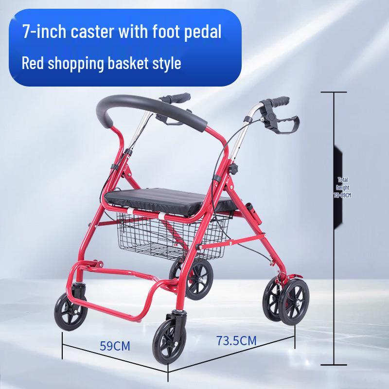 Korean Folding Walker with Wheels – Walking Aid and Shopping Cart