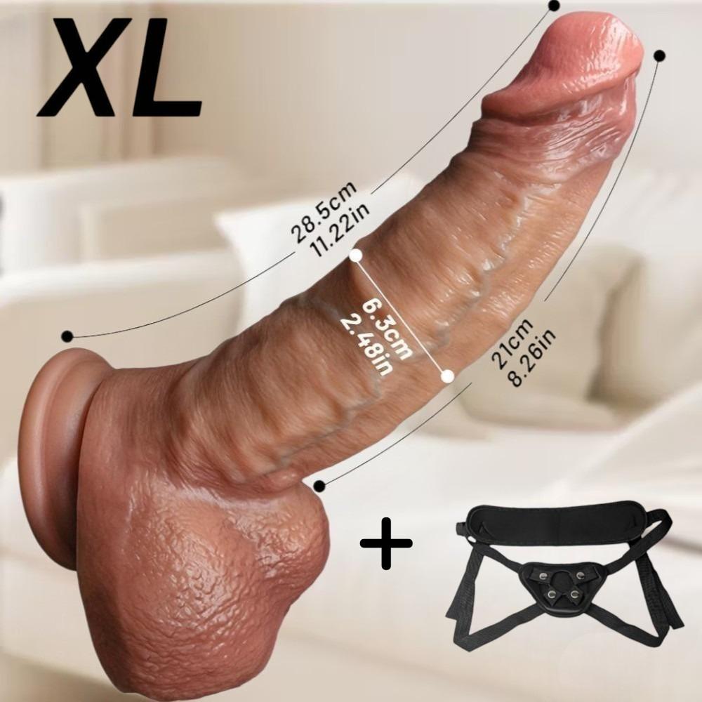 Strap-On Realistic Silicone Dildo, Wearable Penis Toy with Adjustable Harness, 4 Sizes Available, G-Spot & Anal Stimulator for Couples