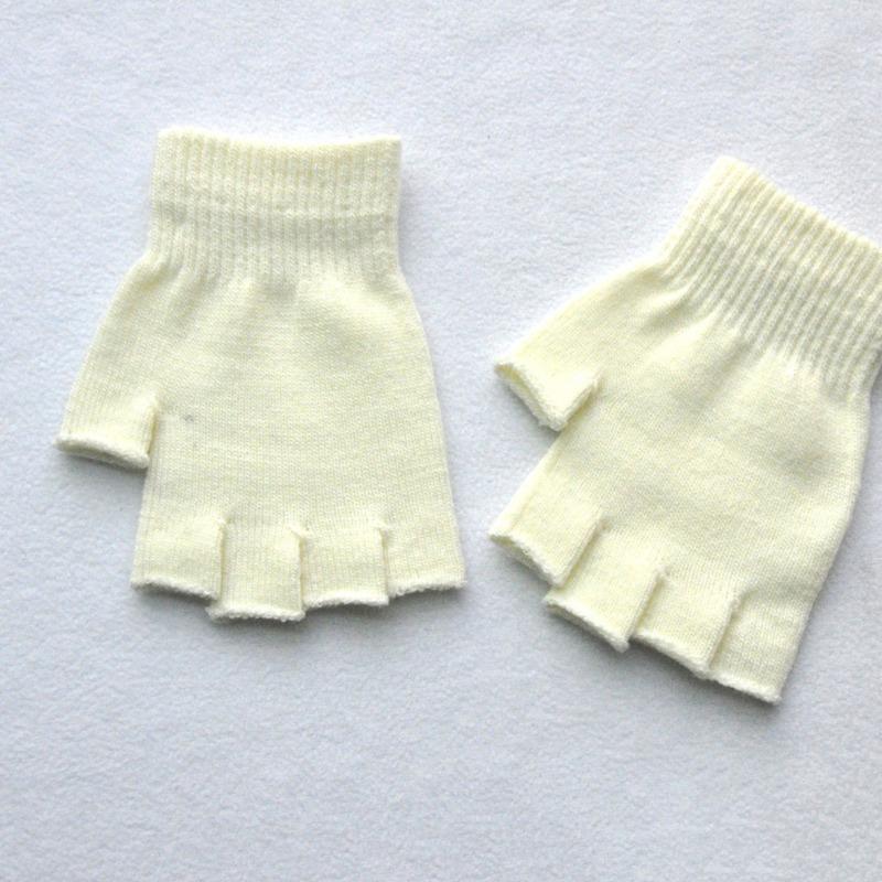 1Pair Black Short Half Finger Gloves Unisex Knitted Elastic Warm Wrist Glove Solid Color Winter Soft Guantes Cycling Accessories
