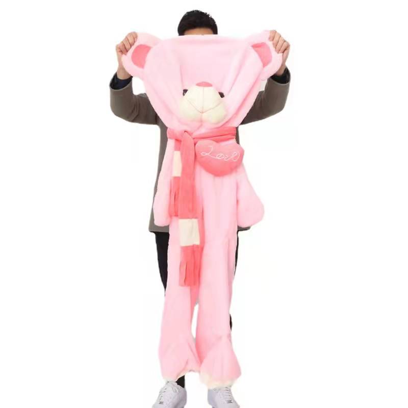 80-200cm Giant Skin Plush Toy Soft Big Animal Love Scarf Bear Empty Cushion Pillow Gifts