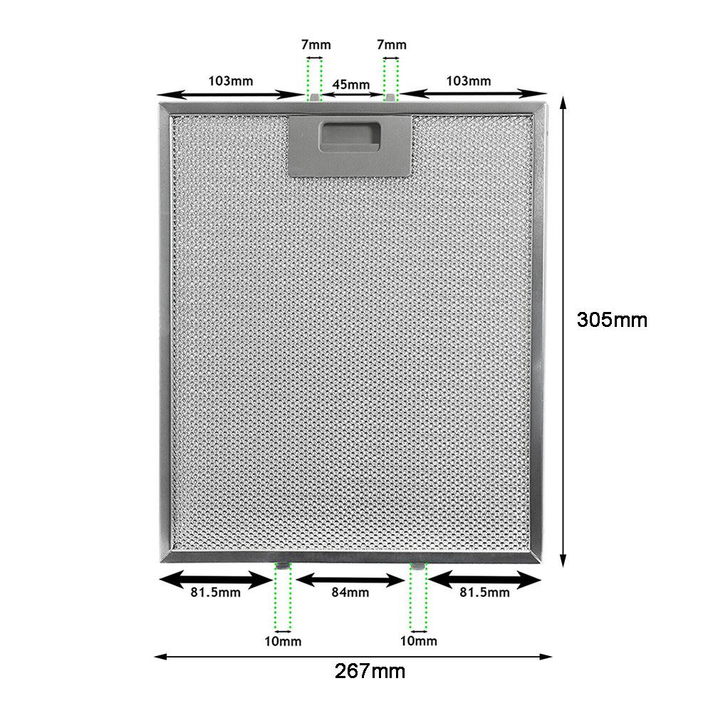 Silver Cooker Vent Filter Dimensions:305 X 267 X 9mm