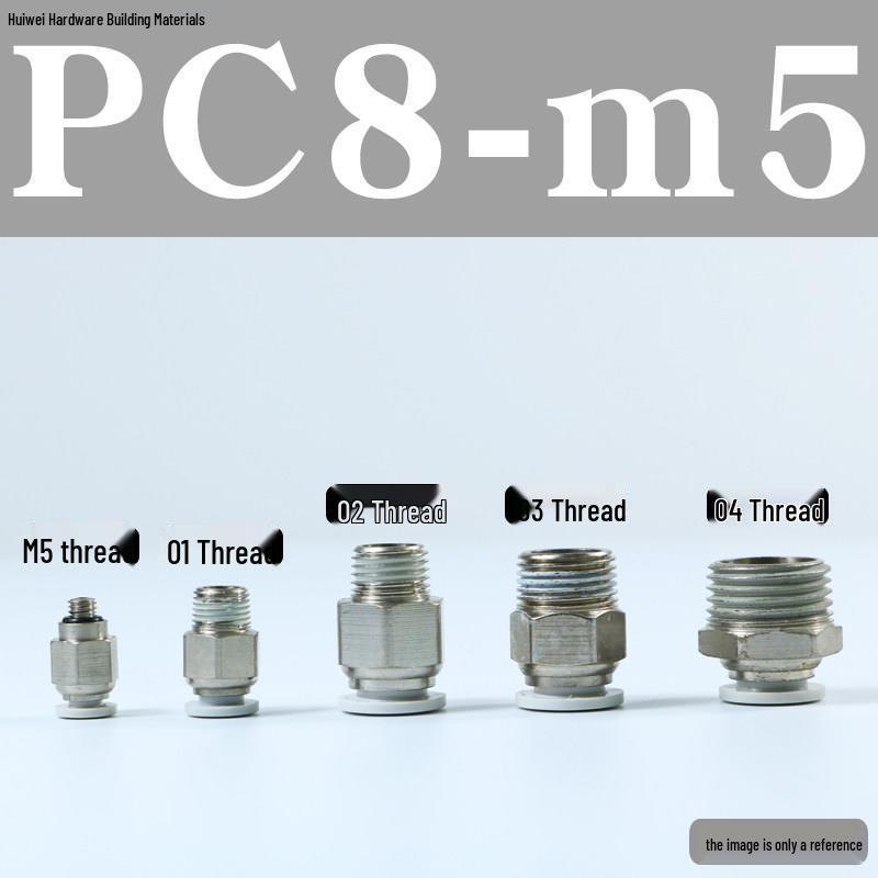 Pneumatic Push-to-Connect Air Hose Fitting - Quick Connectors PC6, PC8, PC12 (M5 Thread)