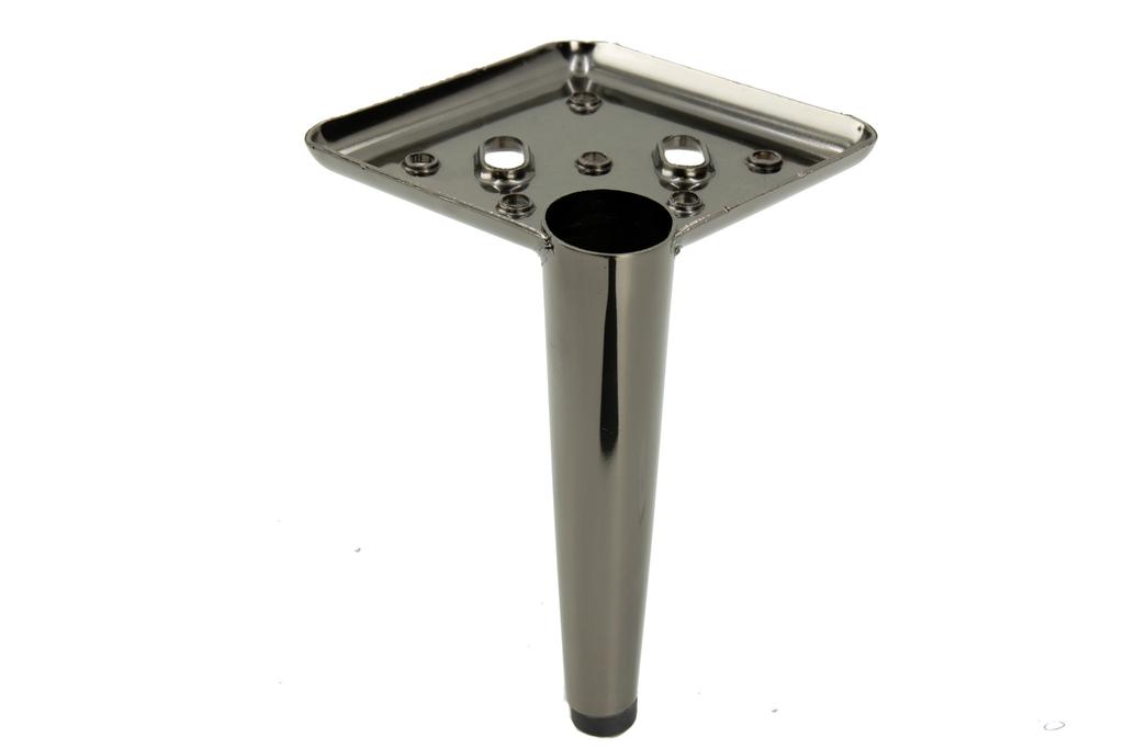 Furniture leg, black chrome, height 13 cm