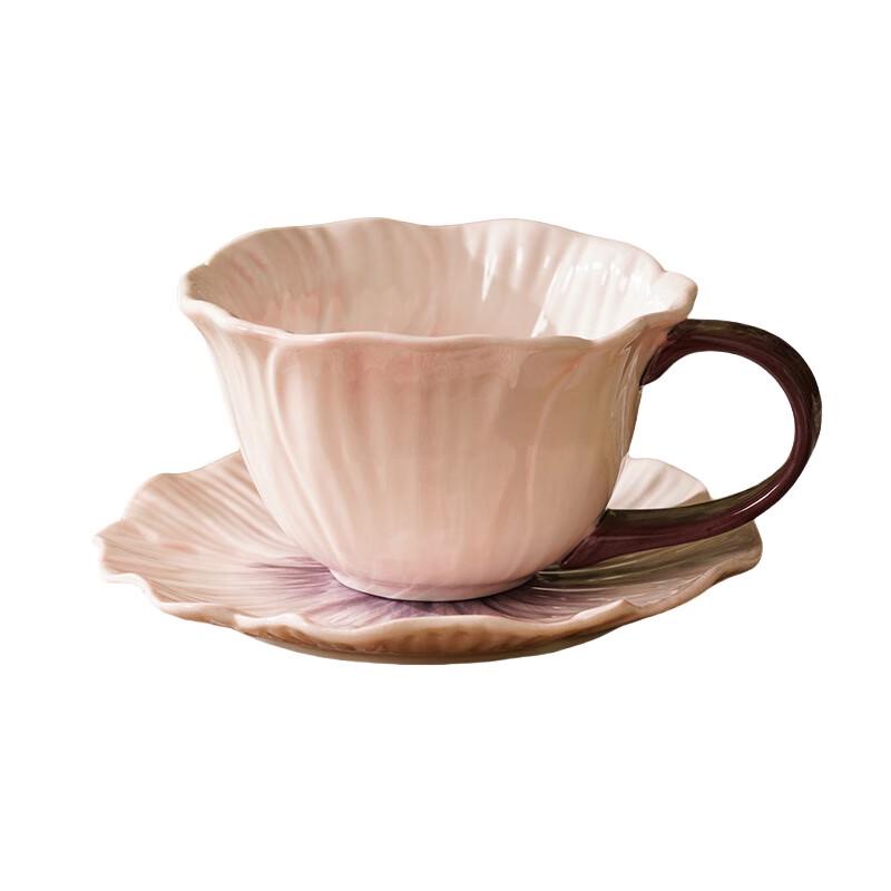 Duo Li Purple Ceramic Cup & Saucer Set (2 Cups, 2 Saucers)