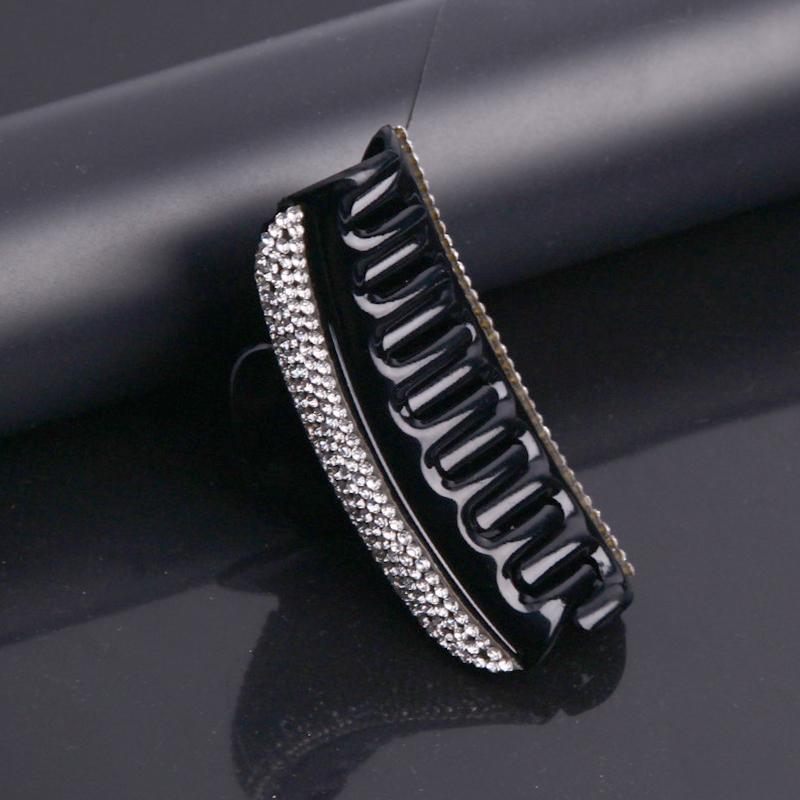 1Pc Large Shine Plastic Fashion Headdress Beautiful Black Water Drill Hair Grab