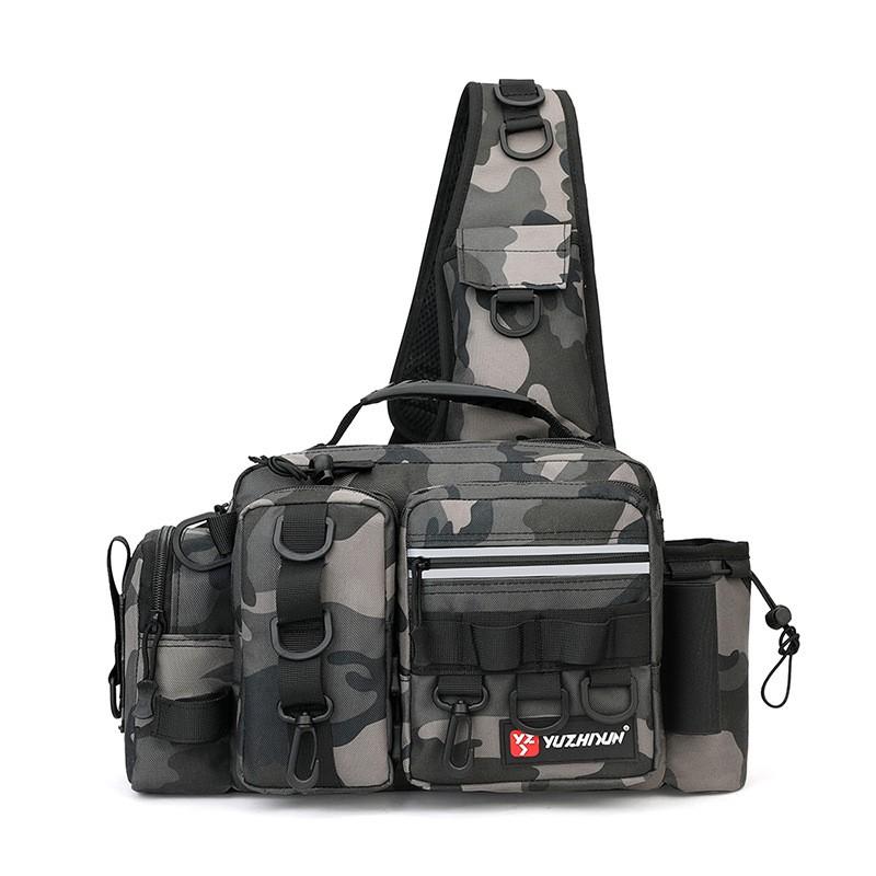 Large Capacity Fishing Waist Pack With Rod Holders Tactical Crossbody Backpack Anglers Outdoor Use