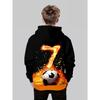 Boys' Fashionable 3D Printed Casual Hooded Sweatshirt, Football Spring and Autumn Winter Long Sleeved Sportswear, Size 7