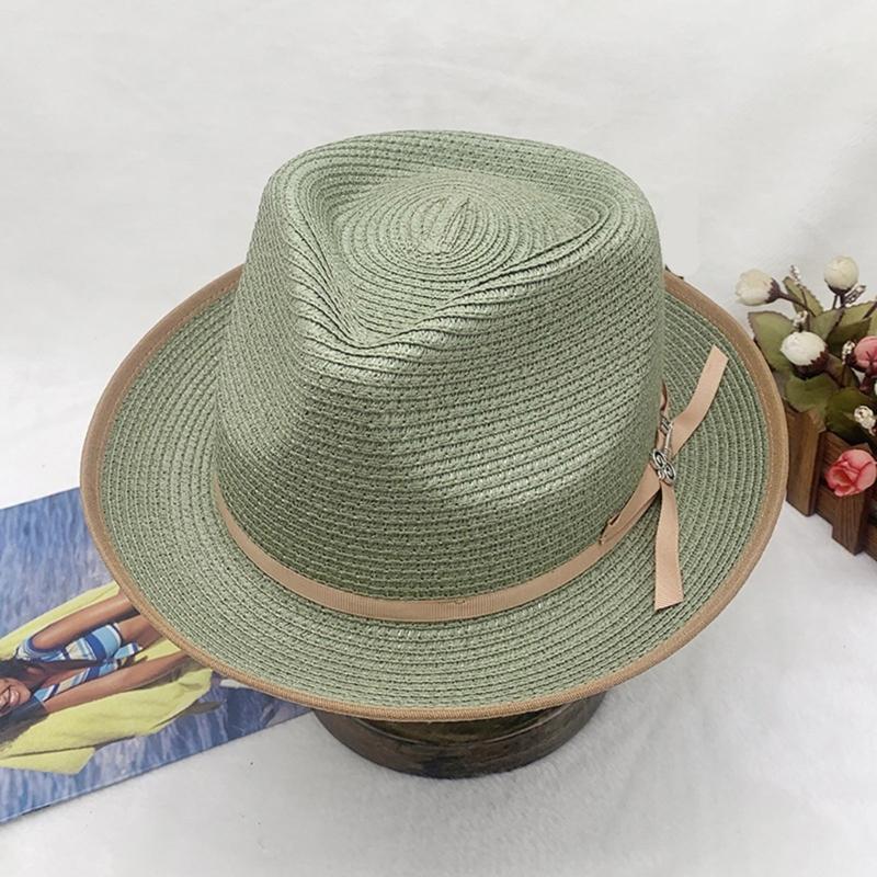 Adjustable Breathable Paper Braid Summer Dress Hat With Rolled Brims Bows Detail Colorful Party Hat for Women and Girls