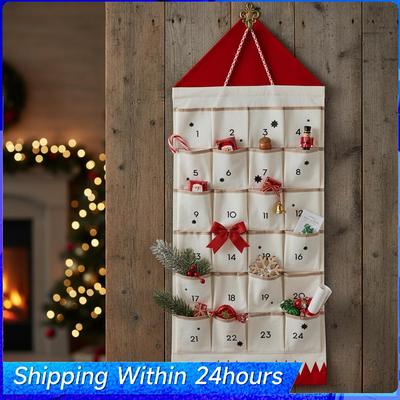Weihnachtsbaum Leere Stoffornamente mit Taschen 24 Tage Countdown-Kalender Wiederverwendbare Haushalt Festival Dekorationen Geschenk für Freunde