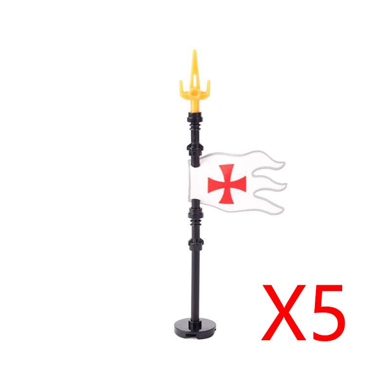 Military Building Blocks Solider Figures Medieval Crusaders Jerusalem Black Hawk Red Lion Knights Accessories Flags Vest MOC