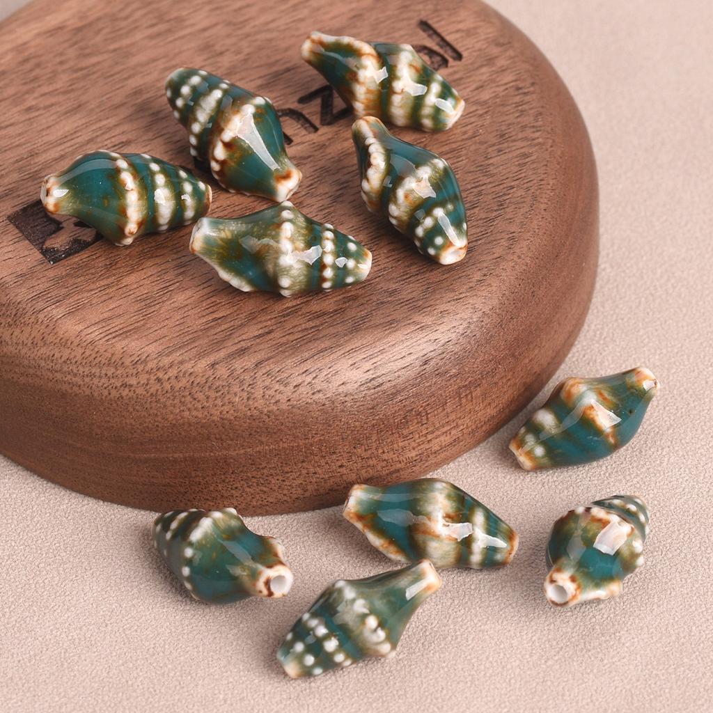 10pcs Ocean Conch Shape 20x11mm Colorful Glazed Ceramic Porcelain Loose Beads For Jewelry Making DIY Crafts Findings
