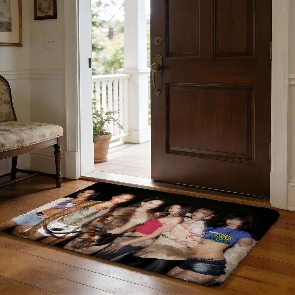 Band KKatseye Floor Mat Soft Flannel Absorbent Mat Non-Slip Rug Home Bedroom Bathroom