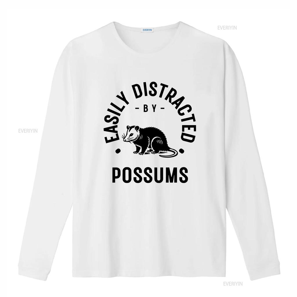 Easily Distracted by Possums T Shirt Funny Possum Lover Cute Quirky Animal Vintage Washed Slightly Top For Everyday Wear Soft